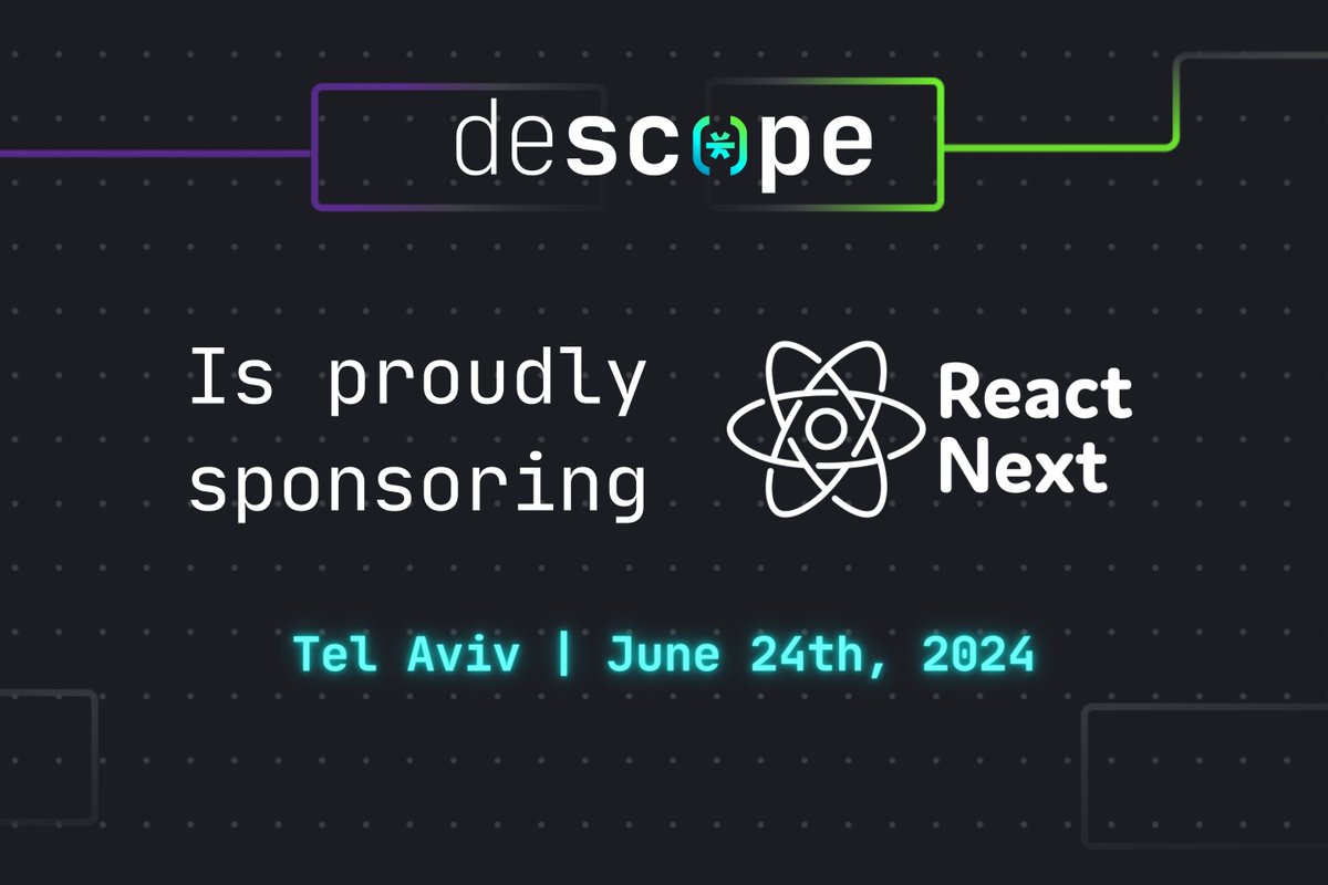 We are proud to announce that @descopeinc will be sponsoring #ReactNext 2024! Don't forget to check out their booth at the conference! Don't have your ticket yet? Get it now before prices go up at react-next.com! #CFP is open till February 15th, 2024.