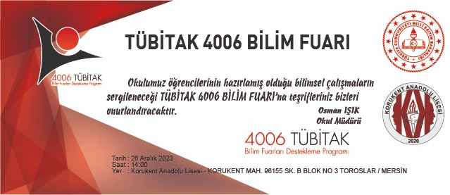 TÜBİTAK 4006 Bilim Fuarımız 26 Aralık 2023 saat 14.00' da yapılacaktır. Teşrifleriniz bizleri onurlandıracaktır
  <a href="/fazilet_durmus/">Fazilet Öğretmen 🇹🇷</a> <a href="/BaykalBasdemir/">Baykal BAŞDEMİR</a> <a href="/kutlutekinbas/">Kutlutekin BAŞ</a> <a href="/OguzhanTulucu/">Oğuzhan TÜLÜCÜ</a> <a href="/CiceYusuf/">Yusuf CİCE</a> <a href="/hakanguricin/">HakanGüriçin</a> <a href="/SelimOnay5/">Selim Onay</a> <a href="/toroslarmem/">Toroslar İlçe Milli Eğitim Müdürlüğü</a>