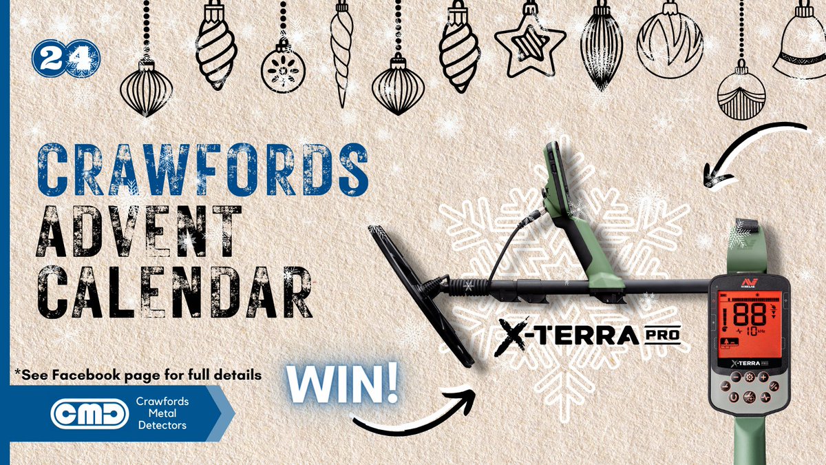 CMDetectors_'s tweet photo. 🎄 The grand finale of the #CrawfordsAdventCompetition is here, and it's a treasure hunter's dream! 🎅.

To enter, watch for our Christmas Day announcement on Facebook! 🎁
Don't miss your chance to win this amazing prize!

#XterraPro #MetalDetecting #TreasureHunt #Giveaway https://t.co/wDLLEXSPUM