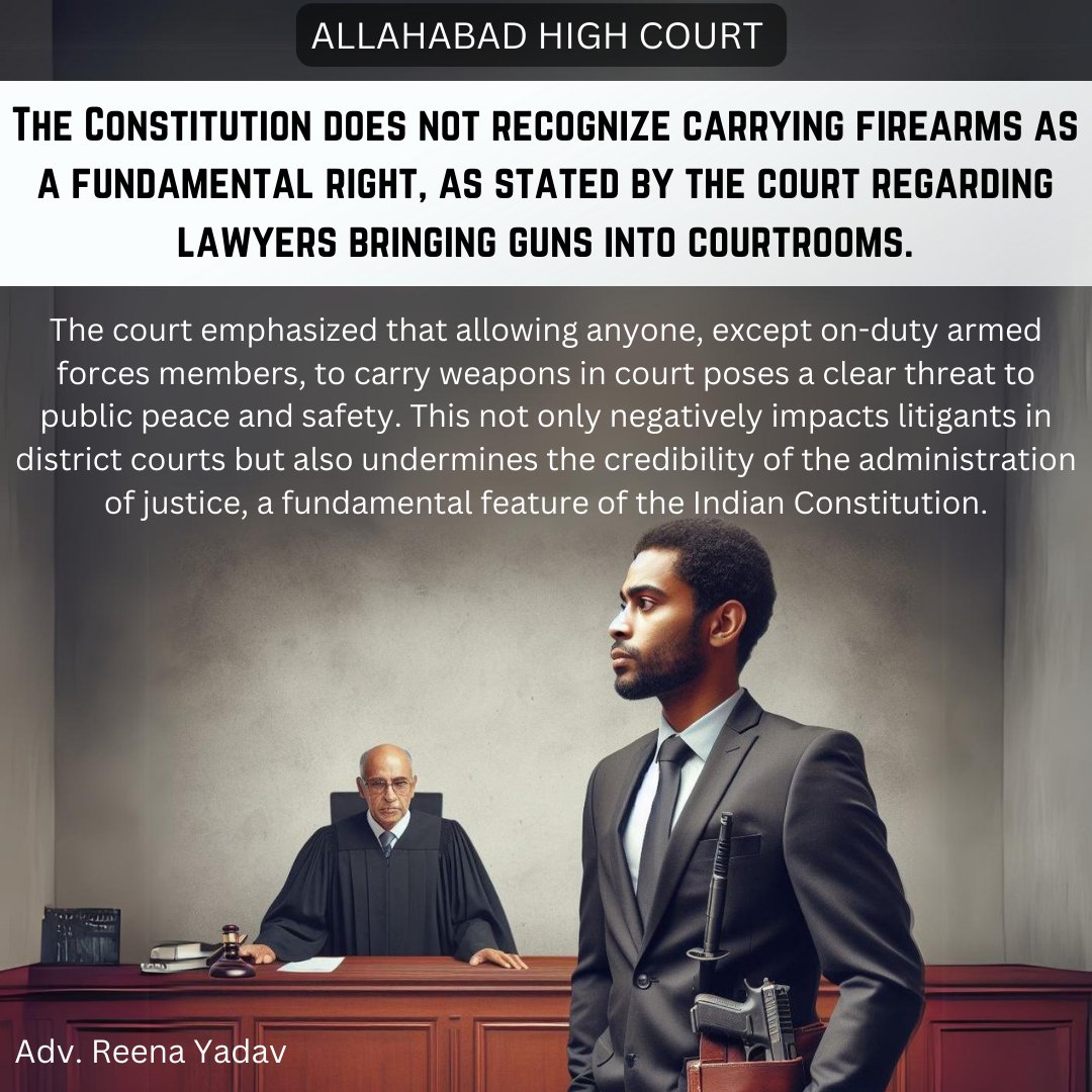 Advocate_Reena_'s tweet photo. Court Prohibits Lawyers and Litigants from Carrying Firearms in Court Premises

#CourtRuling #FirearmsBan #JusticeIntegrity #PublicSafety #LegalNews https://t.co/zLLsz7wjI3