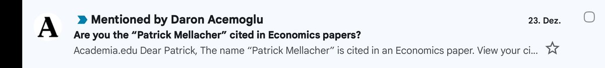 Academia . edu trying really hard to drag me into a parallel universe where @DAcemogluMIT cited my paper
