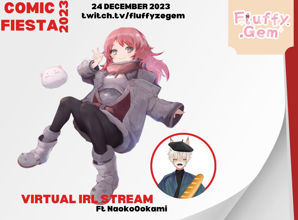 fluffyzegem's tweet photo. Comic Fiesta 2023 Virtual IRL Stream!

Gem will be virtually in CF2023!
See you all at 4:00PM (GMT+8) ft @ookaminaoko 

https://t.co/9j90RUgUP7

#ComicFiesta2023 https://t.co/ckrTcYeIj0