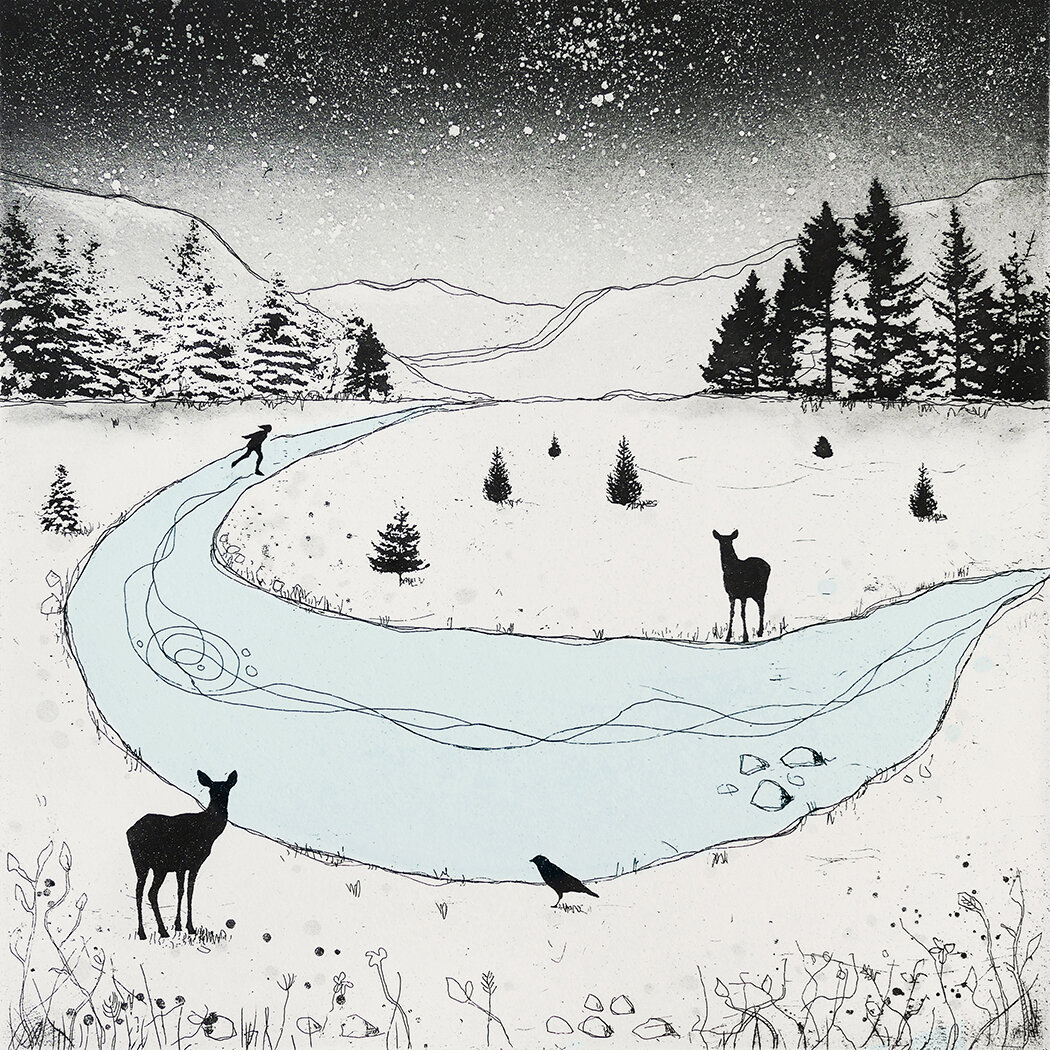 womensart1's tweet image. 'Wish I had a river' by Fiona Watson, contemporary printmaker, artist and photographer #WomensArt🎄