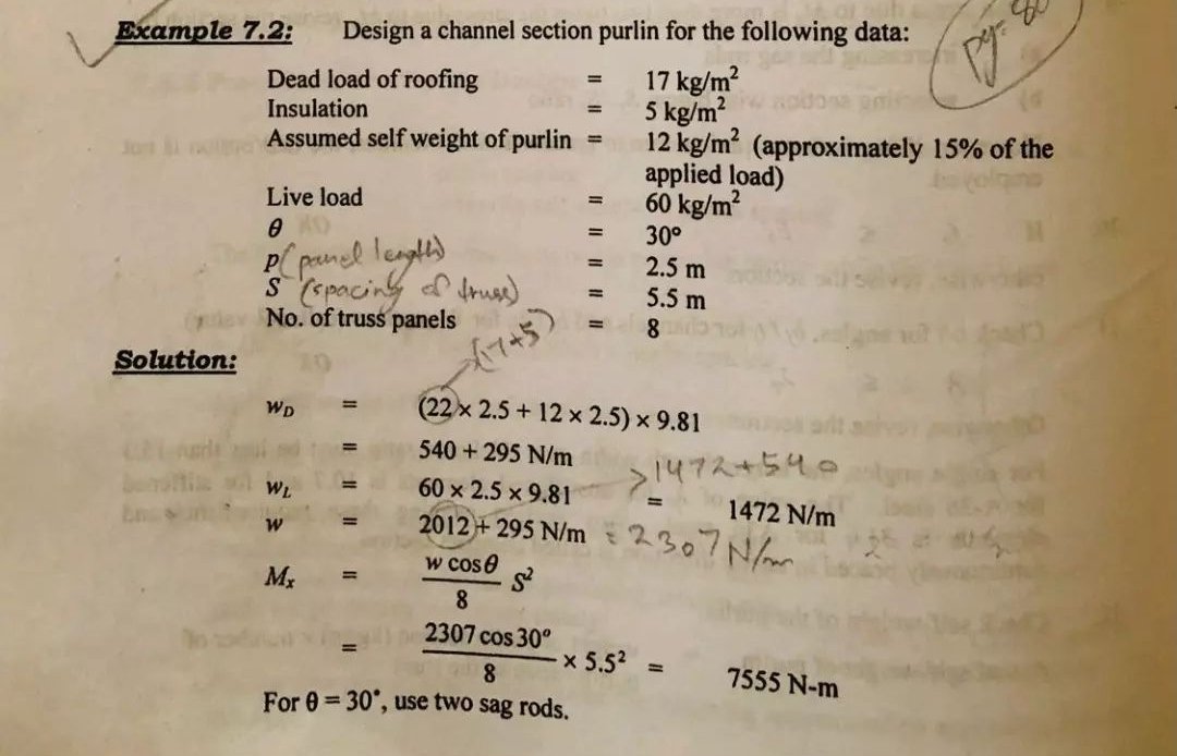 EngInfinityCo's tweet image. Calculation notebook for designing a channel section purlin