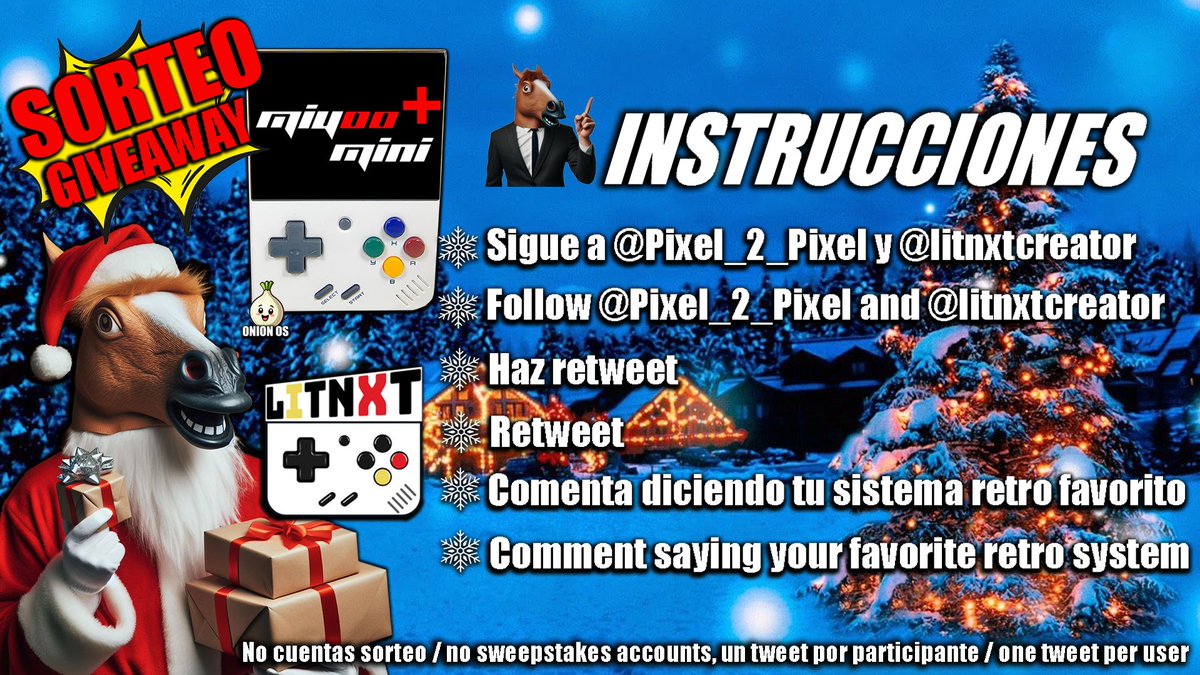 Pixel_2_Pixel's tweet photo. Quieres ganar una #Miyoo Mini +?
Sigue las instrucciones de la imagen y participa en el #sorteo! En una semana el resultado. 
Do you want to win a #Miyoo Mini +? Follow the instructions in the pic and participate in the giveaway! You have one week! https://t.co/3ug8GWaV6e