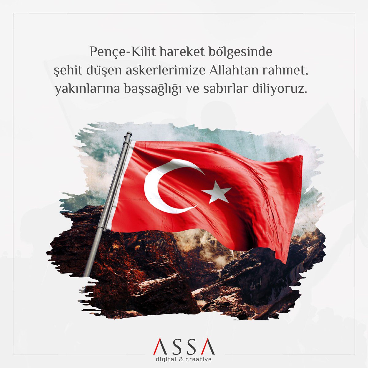 Pençe-Kilit hareket bölgesinde şehit düşen askerlerimize Allahtan rahmet, yakınlarına başsağlığı ve sabırlar diliyoruz.

#PenceKilitOperasyonu