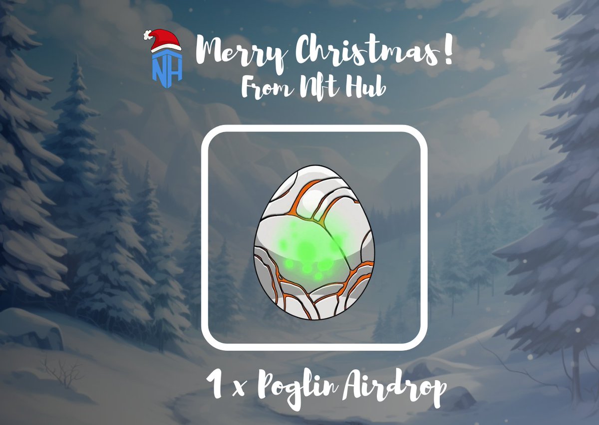 Christmas Giveaway🎄

We are giving back to the community on this special days .

Reward : 1x Poglin Airdrop

To join :
• Follow <a href="/NFTSHUB_/">NFT HUB</a> 
• Like and Retweet
• Tag your friends