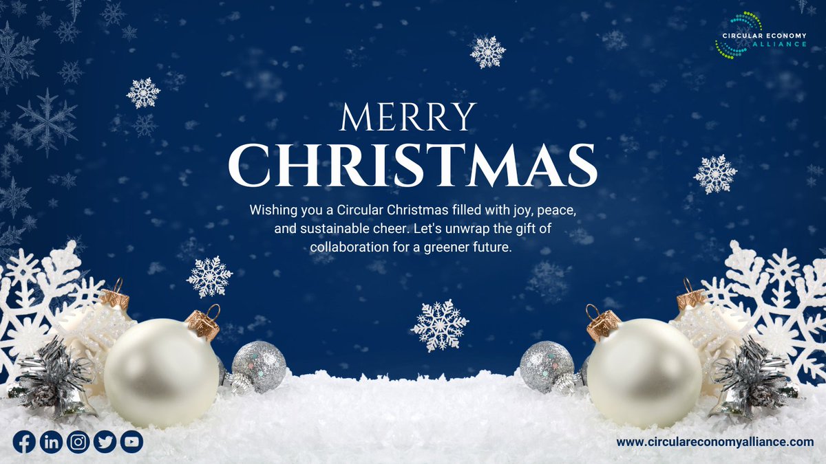 We are grateful for your support and enthusiasm for our shared commitment to a #sustainable #future through the principles of the #CircularEconomy.

Wishing you a #MerryChristmas and a New Year filled with growth, hope, and joy!
circulareconomyalliance.com
#CircularChristmas