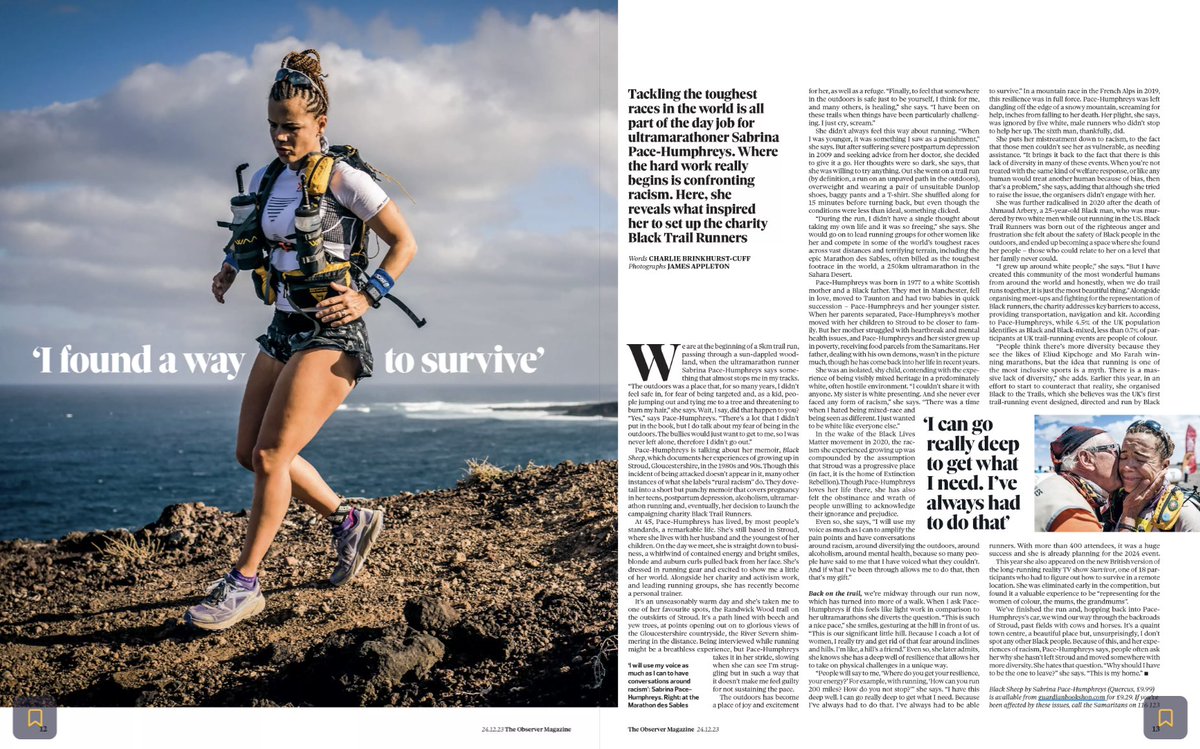 So chuffed to see my interview in todays @ObsMagazine which discusses my book - Black Sheep - and issues of racism, identity and hope. As well as what motivates me to run hundreds of miles! I’ll never stop being that voice! @SarahSuch @QuercusBooks @RunnersBlack