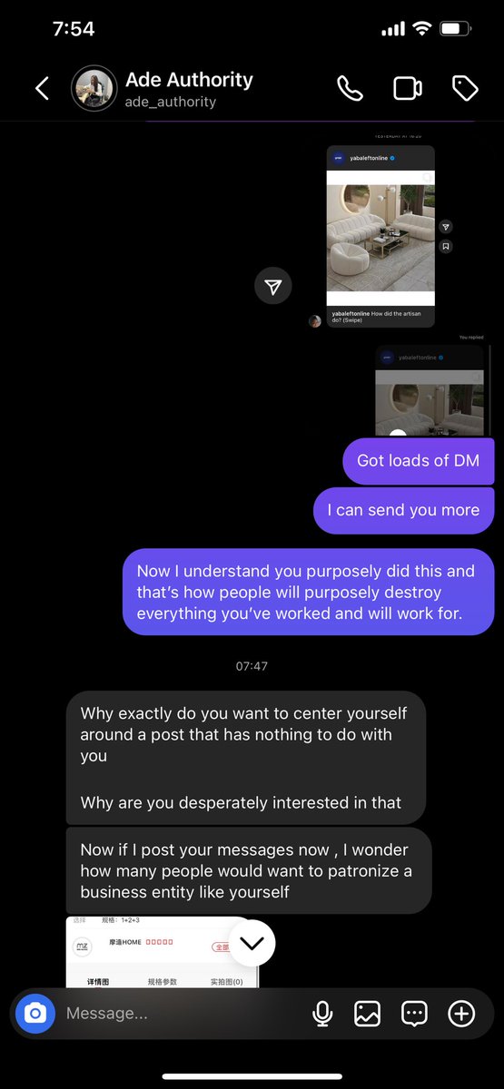 tessie247_'s tweet photo. A conversation btw me and her. She didn’t reply to my message until after loads of messages cause I kept getting multiple dms concerning this issue. Saying she would tarnish my reputation? As per Twitter influencer? I don’t need your negative PR, everyone here knows how you are https://t.co/O88rhPugDC