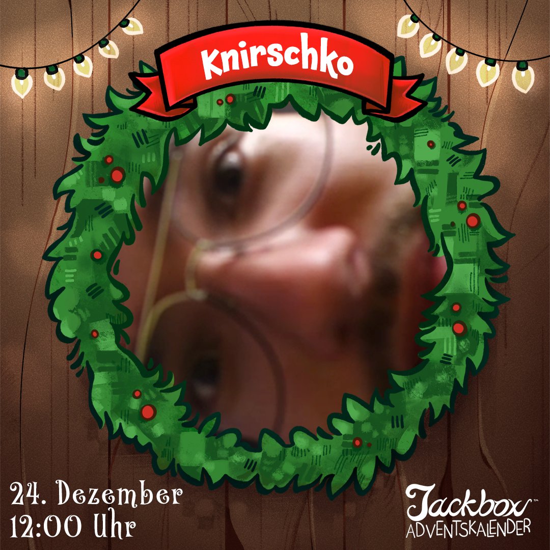 Wir öffnen das letzte Türchen vom #JackboxAdventskalender - Türchen 24: Heute Mittag streamt <a href="/Knirschko/">Knirschko</a> für euch die Jackbox Party Packs! 🎄🚪 Hier könnt ihr einschalten 👉 twitch.tv/knirschko

Danke an alle, die Teil des Adventskalenders waren. Frohe Weihnachten 🥰🎁