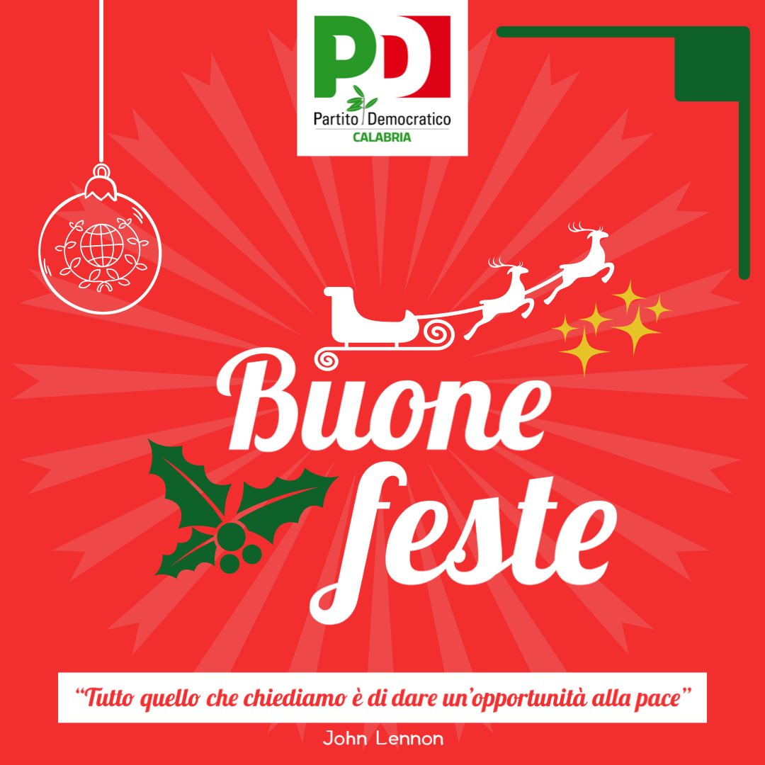 PDCalabria's tweet image. “Tutto ciò che chiediamo è di dare un’opportunità alla pace”

Buone feste a tutta la comunità democratica calabrese.