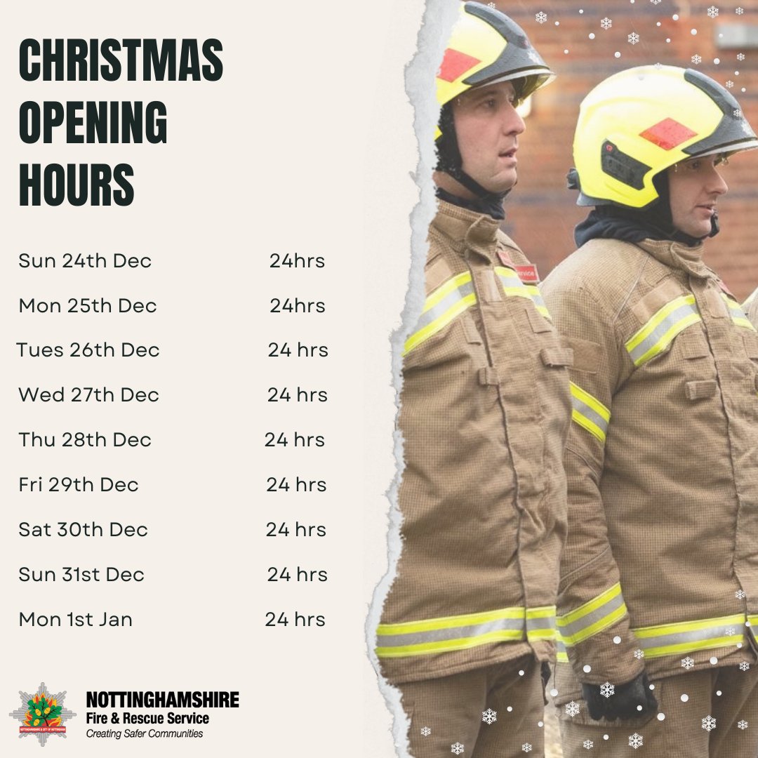 Our 2023 Christmas opening hours... 🧑🏼‍🎄 Like every day, we are here for you 24/7 and our firefighters are ready to respond to any emergencies 🚒 We hope you have a safe Christmas!