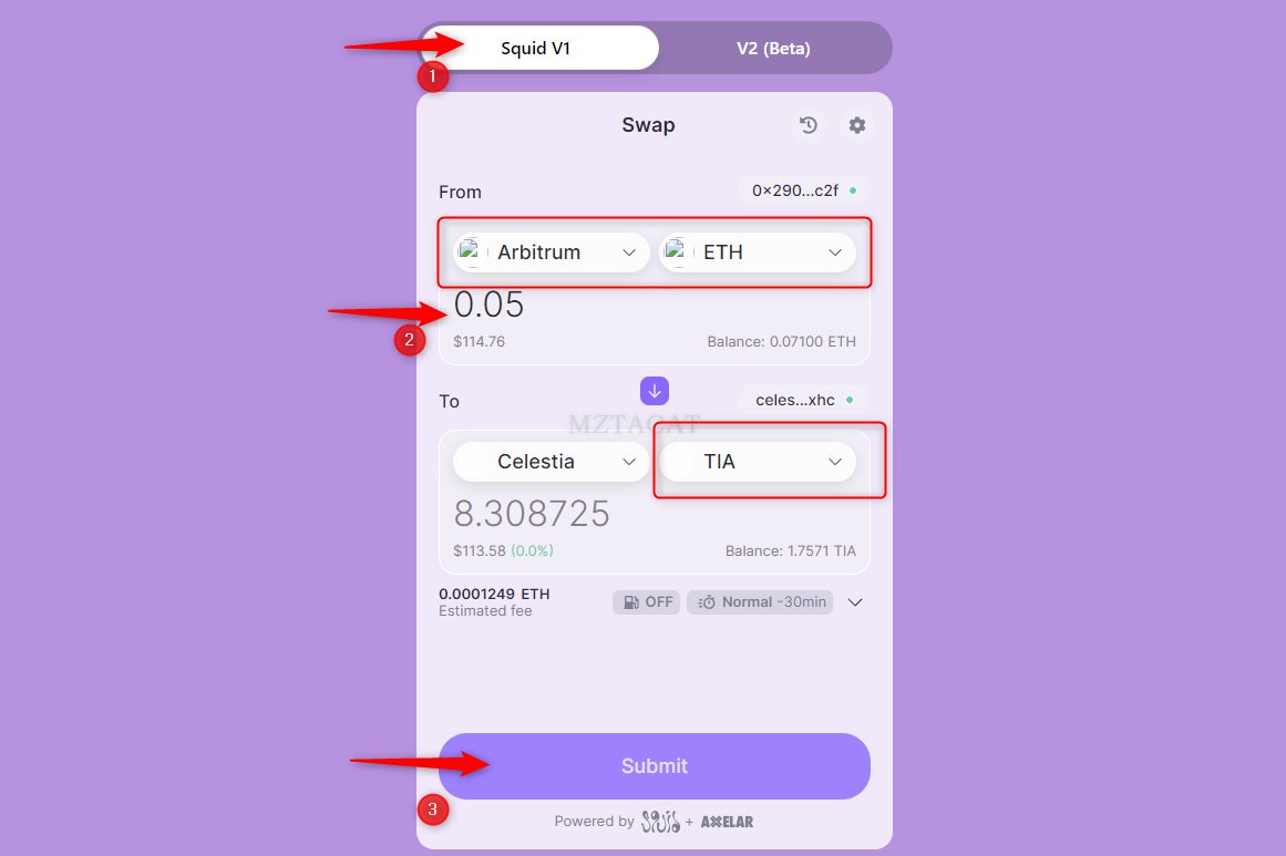 mztacat's tweet photo. Maximizing airdrop chance for $TIA Ecosystem

💰$50 above preferably
⌛ Route is slow but doesn't hangs like Solana

📍 Use the SquidRouter ---
https://t.co/JVe2SbfXFl

---
Bridge Arbitrum ==>> Celestia ( $TIA) through Axelar API

*% Select Arbitrum from the list ( $ETH )

🃏 Routes ===>> { Squid swaps $ETH to #axlUSDC send to Celestia through Alexar and swap back to $TIA }

🃏Creating txns on Celestia chain

Create atleast 10 - 20 transaction on Celestia { HYPERLANE x KEPLR SWAP}
⚠️Conderidng Active days >> Weeks >> Months
⚠️ Volume across swaps

Open up Keplr wallet:
📍Using the buttom middle icon, swap $2 TIA to Neutron { $NTRN }
📍Visit Hyperlane ->> - https://t.co/du4NEoJWpu

----- { Connect Metamask & Keplr wallet } -------

✨Bridge to NEUTRON

Bridge back to Celestia { repeat process atleast 3 times a weeks to gather active days}

CHECK YOUR TOTAL TXNS --- https://t.co/CO338aP5QA

📍Input Celestia address in search bar and check your txns... gather at least >>> over 10 - 20 txns }

if you satisfied with ACTIVE DAYS >>>> 
Move tia to >> NEUTRON through Hyperlane 
>>> Manta Network >>> Swap with Aperture
 >> ETH on Manta >>>> Orbiter Bridge back to Arbitrum !

OR STAKE! on Keplr! 👏👏👏