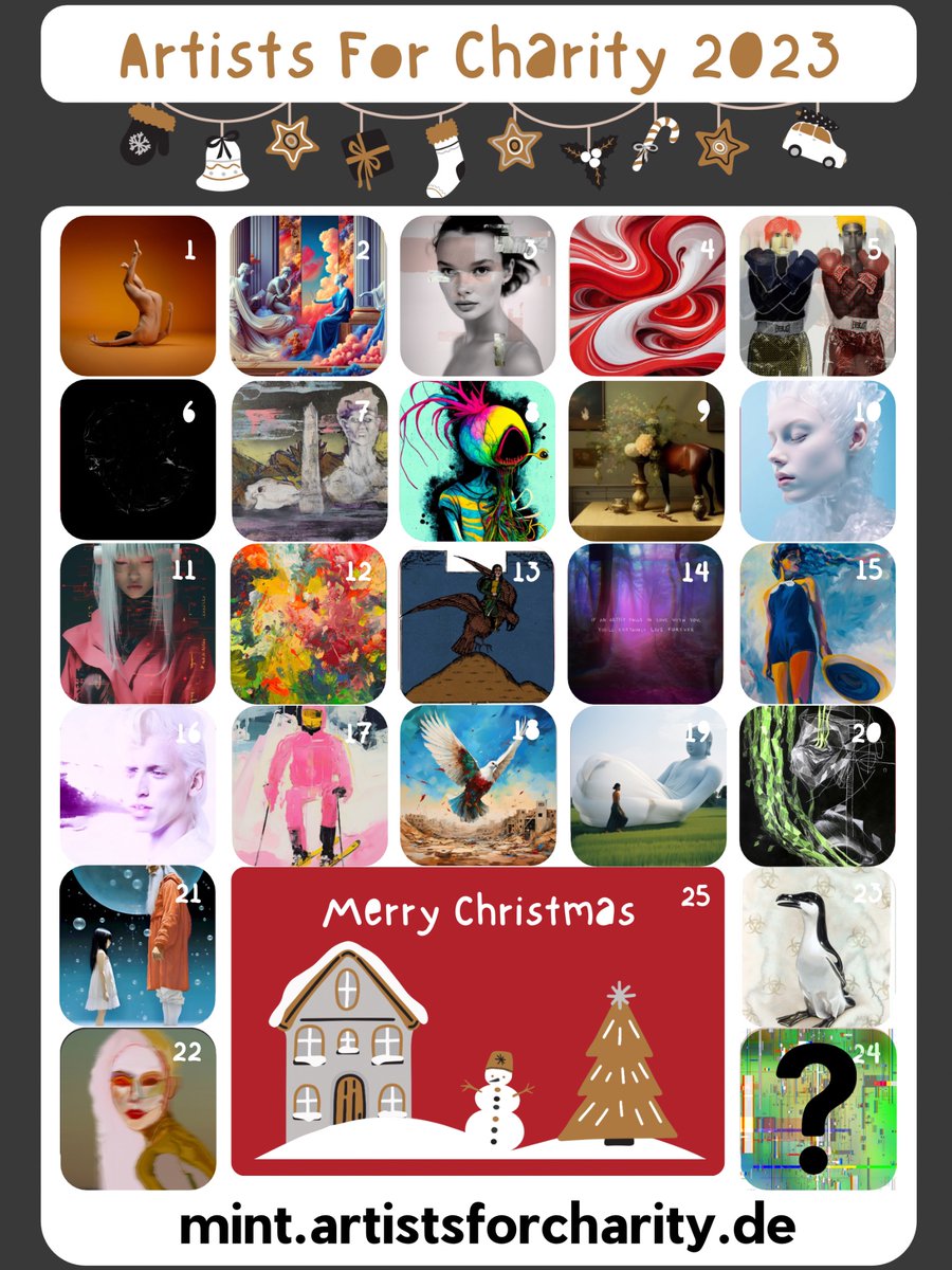 🌟Door #24: Neon

🚨Mint 4 free now:🚨

mint.artistsforcharity.de

1️⃣ Choose your preferred donation amount
2️⃣ Mint one of the 25 artworks on <a href="/arbitrum/">Arbitrum</a> 
 
💖 Especially on days like these: people have to help each other, that's the law of nature.