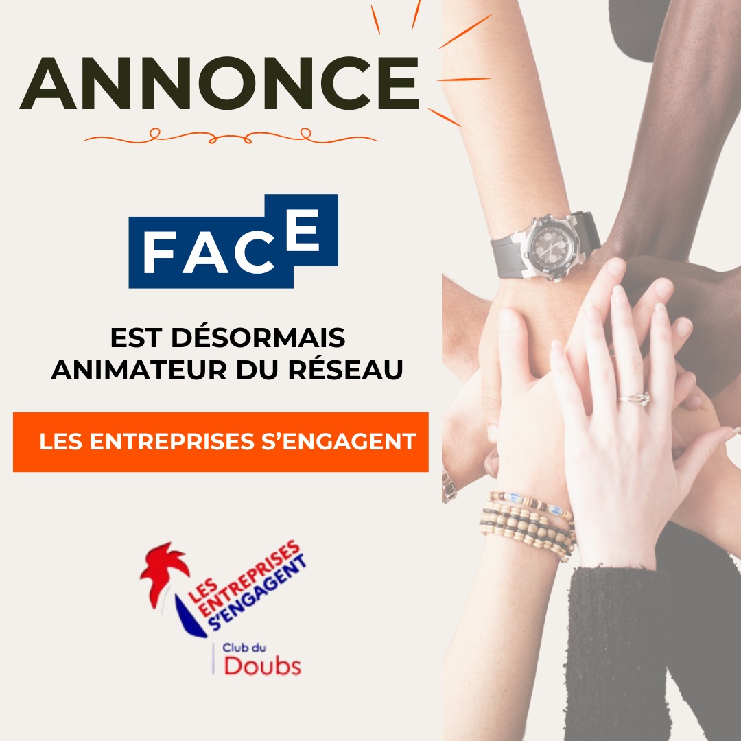 FaceDoubs's tweet image. 📢 Le Club FACE de Besançon est désormais animateur officiel du réseau Les Entreprises S'engagent du Doubs.
👥 Vous pouvez suivre le réseau sur la page Linkedin : urlz.fr/p2uZ
👉 Pour devenir membre du réseau, inscrivez-vous sur : lesentreprises-sengagent.gouv.fr
#doubs