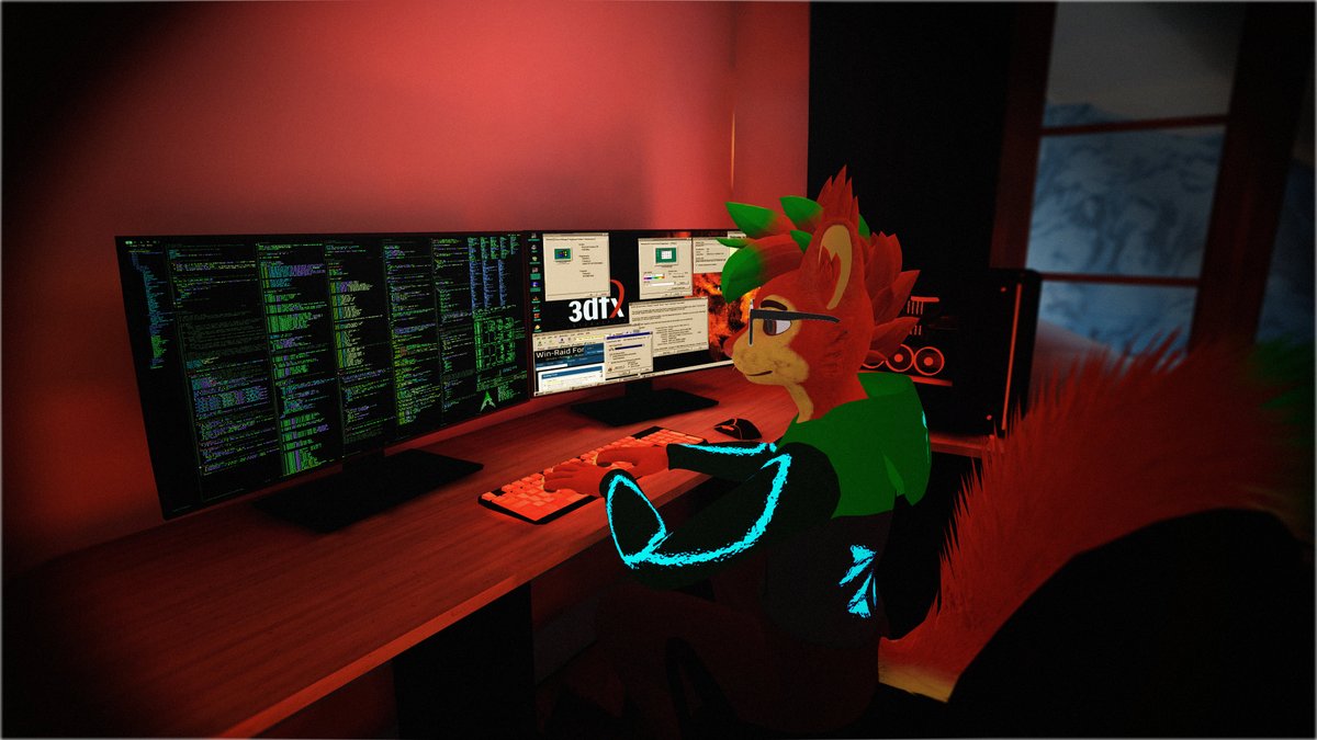 ItsItrio's tweet image. This squirrel spending all night to keep your servers serving, even through Christmas. #ITFur #SystemAdmin #Furry #VRChat
