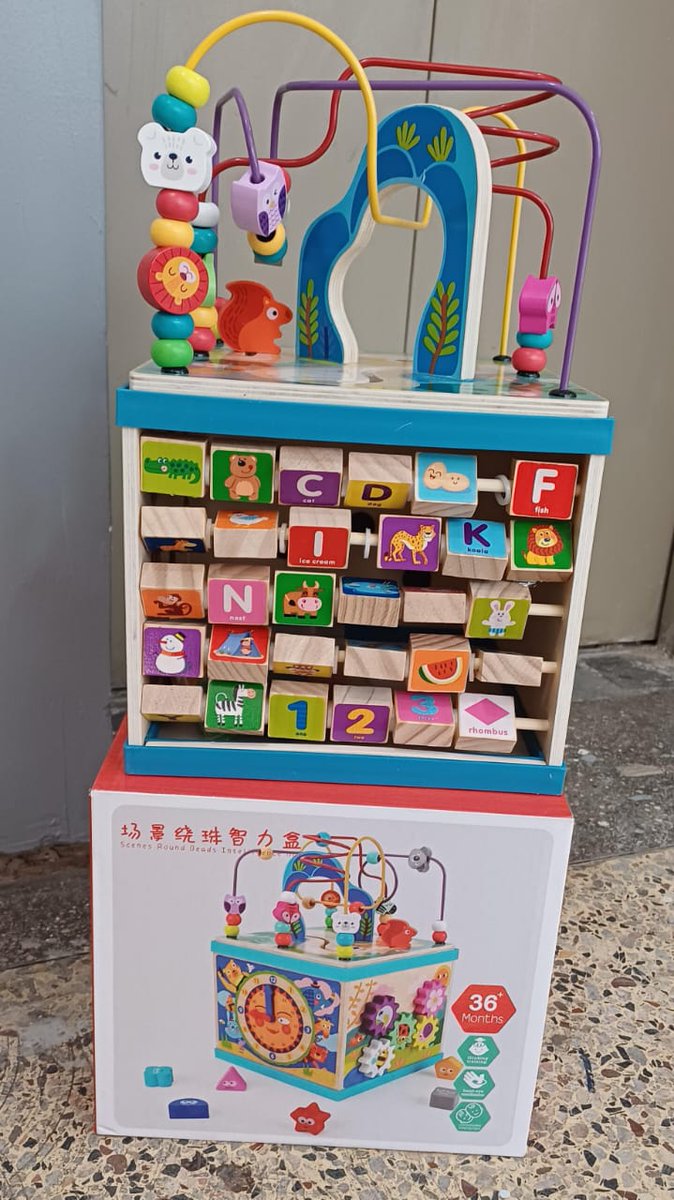 KidstoreSmart's tweet photo. 💥5-in-1 activity cube toy for Kshs 4500 only.

💥There are 5 activities such as ABC blocks with words, shape sorter, rainbow rotating equipment, watch and bead cube. 

💥Its perfect for toddlers aged between 1 to 3 years old. 

💥It stimulates the mind, senses and coordination. https://t.co/fBQcdzV3jG