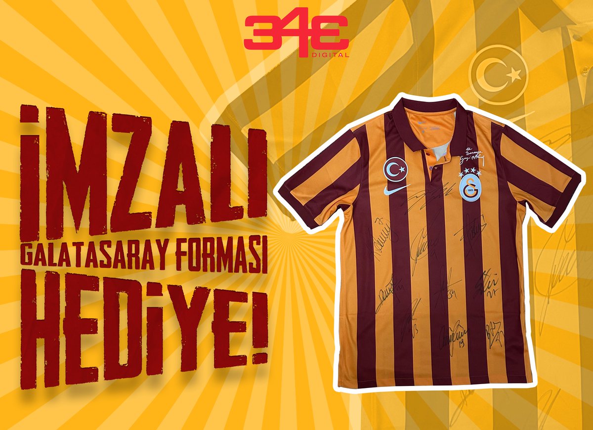 💥 343 Digital ailesi olarak takipçilerimize fırsatlar sunmaya devam ediyoruz.

🟡🔴 Galatasaray’ın cumhuriyetin 100. yılına özel çıkardığı çubuklu formayı kazanmak için:

👉 Bu gönderiyi RT’leyip, bizi takip edin!

• Not: Kazanan takipçi, 27 Aralık Çarşamba günü açıklanacak.