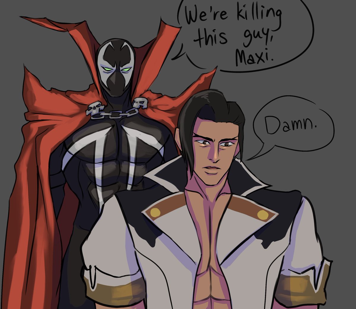 I’m late to the trend 🤧(two comfort characters w/ Steven meme) 

#memeredraw #Spawn #Maxi #soulcaliburmaxi
