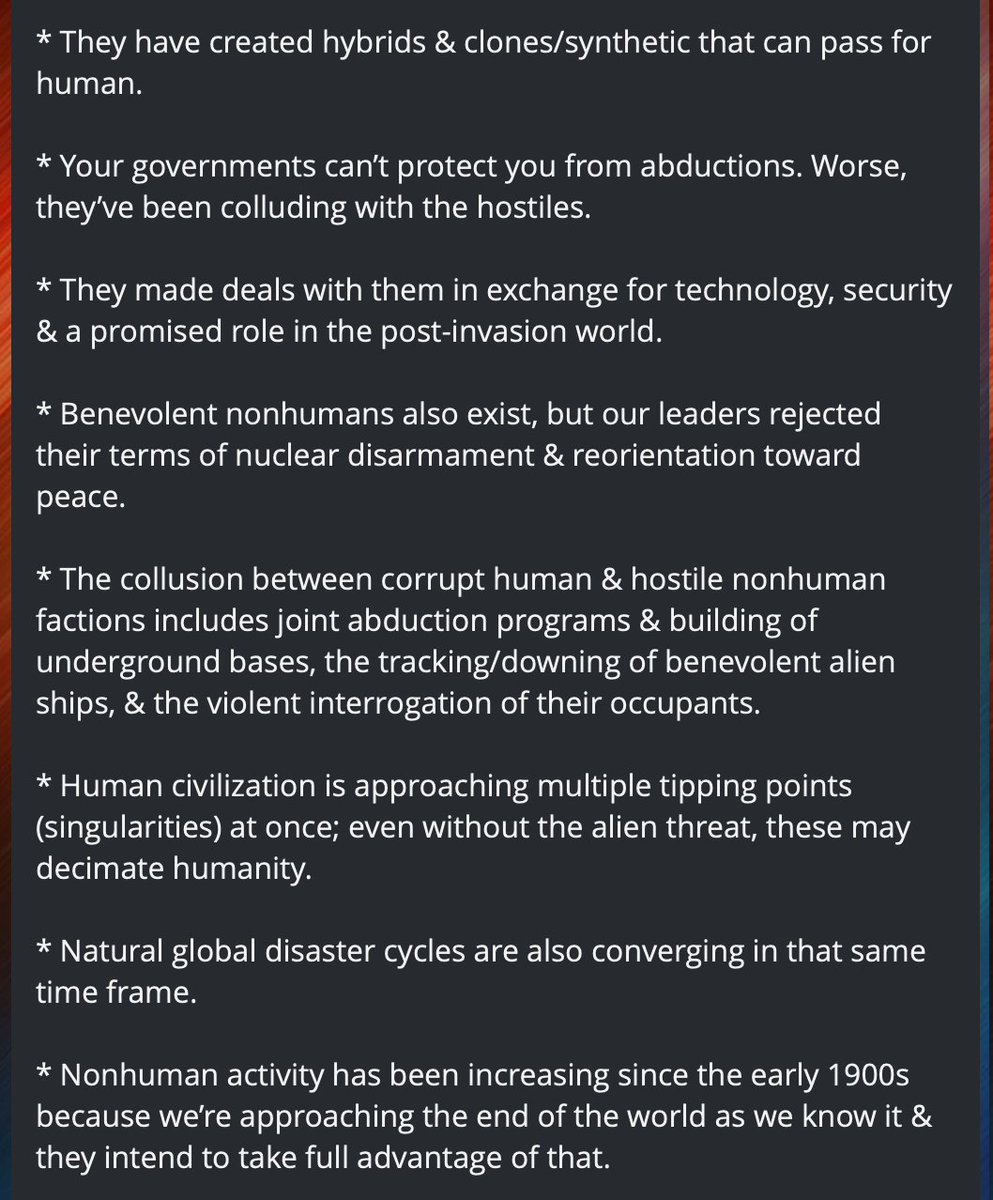 TomMontalk's tweet photo. Is humanity ready for FULL alien disclosure? What if the following were disclosed...
#UFOtwitter #UFOx https://t.co/8BSrMry8gH