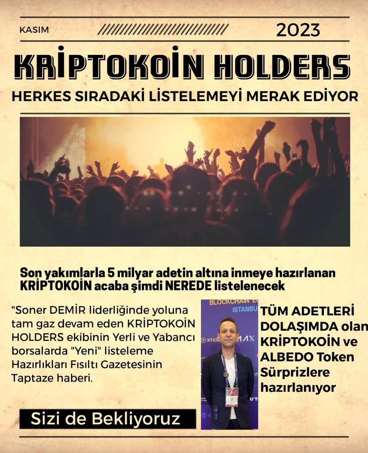 Kripto dünyasının en popüler ve en kazançlı çıkacak olan ilk ve tek adresi yeni borsalara katılım ve kendi yatırımcıları ile birlik ve beraberlik içinde olan aile topluluğu geç kalmadan sepetlerinize  ekleyin birlikte kazanalım güzel günler çok yakın 🔥💪
#KriptoKoinHolders #MEXC