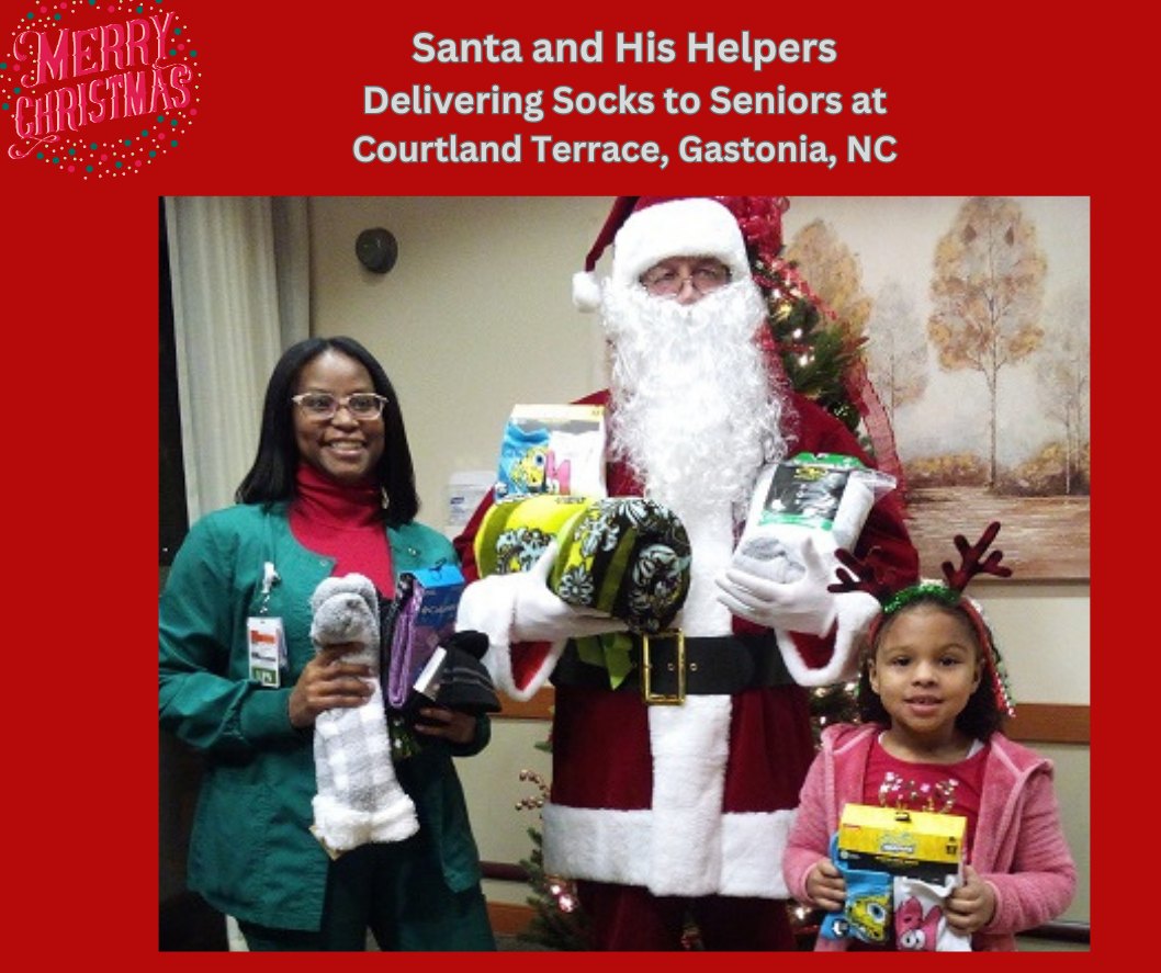 WSGERadio's tweet photo. @WSGERadio We are grateful to everyone who donated to Socks for Seniors this year.  It was a tremendous success.  We had enough donations to provide assistance to three area nursing homes. Some were given to Santa and his helpers to distribute to residents of Courtland Terrace. https://t.co/K15mF99Aan