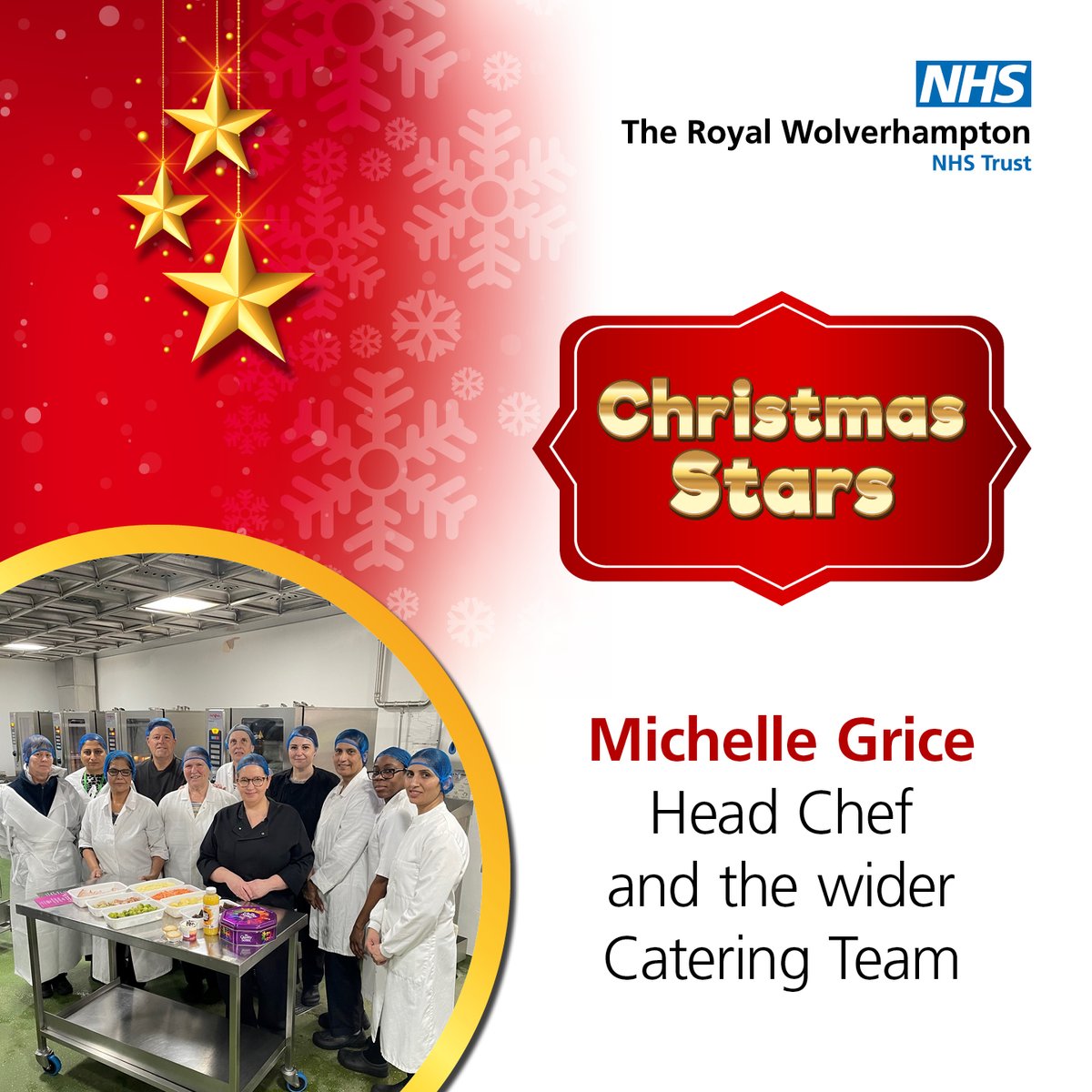 A big shout out to our Catering Team, working from 6am-5pm on Christmas Day. ☃️❄️
 
Michelle Grice, Head Chef, said: “We have so many dedicated and committed staff members who have given up their holiday time to ensure the service is operational."#RWTChristmasStars 🎅