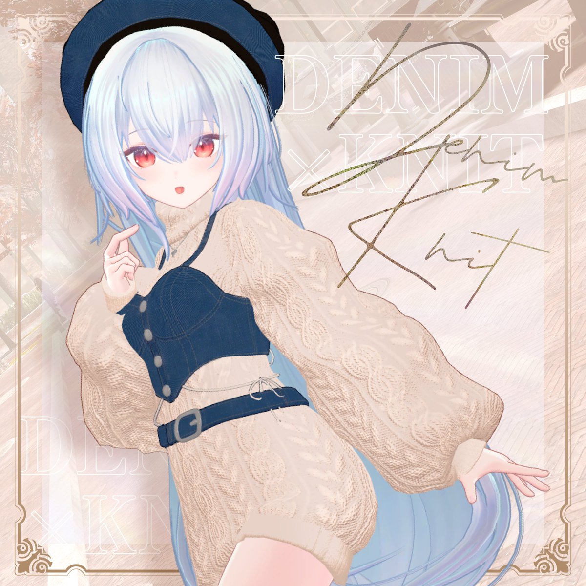 「『Denim×Knit』『MOF2 Denim Jacket』に、きゃろんちゃん」|＜れこ🐺のイラスト