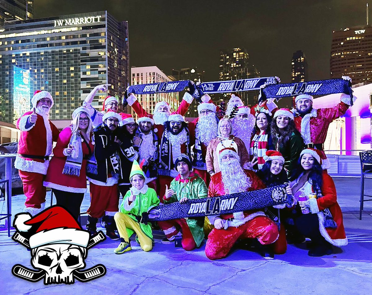 LARoyalArmy's tweet photo. Great night with the RA Santa crew! Thank you to everyone who participated!! #GoKingsGo #Section303 #LARoyalArmy #ATraditionWasBorn @LAKings @BallySportWest @CarrlynBathe @JimFox19 @DooleyLAK @mikeydelorean https://t.co/OPKV8Hk6Uy