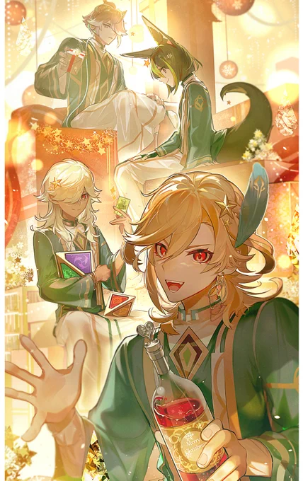 スメール男子クリスマスパーティ#genshinimpact #genshinfanart#hoyocreators 