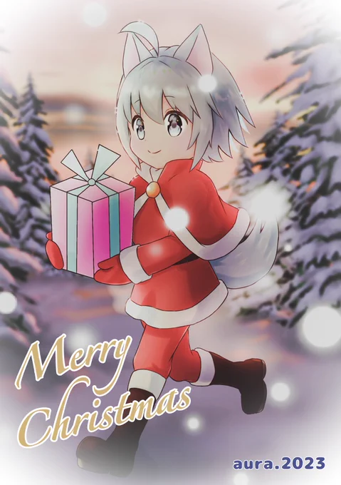メリークリスマスエミルサンタがプレゼントを配りに出発です#イラスト#クリスマスイラスト#イラスト好きな人とつながりたい #オリキャラ#サンタさん 