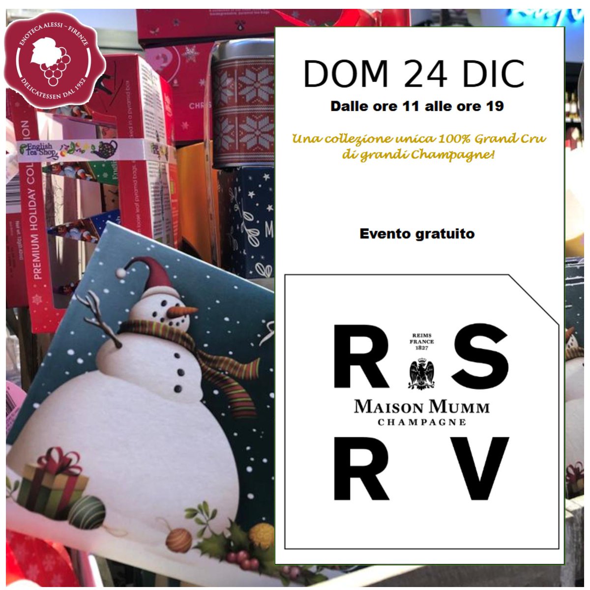 ... E anche quest'anno ci siamo arrivati!
Grazie a tutti voi che ci avete seguito e scelto per #AvventoAlessi! Finiamo in bellezza con le fantastiche #bollicine di Champagne MUMM enotecaalessi.it/pannello-calen… <a href="/GHMUMM/">Maison MUMM</a>
