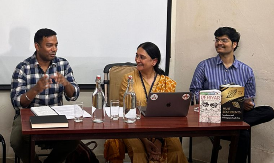 SLR_NLSIU's tweet photo. At @NLSIUofficial; Prof. @NeetiNair in conversation with the SLR Editorial Board and Prof. @KRManoharan on her new book Hurt Sentiments (HUP 2023) and questions of secularism, belonging, and identity. We will soon publish the transcript on the SLR Forum. Watch this space! https://t.co/6UGlIqx5DT
