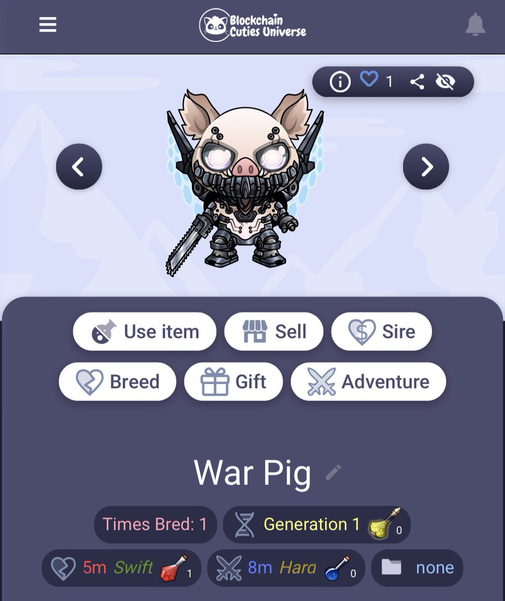 CubeDrop21's tweet image. 💙Blockchain Cuties‼️

This is one brand Iv always been super bullish on, the new updates are amazing 🤩 been a while since I hopped on its super smooth since I last did 

I own over 15+ cuties 🙌🏻 

This is my favourite “War Pig” 

@BlockchainCutie 

#NFTs #NFT #BlockchainCuties