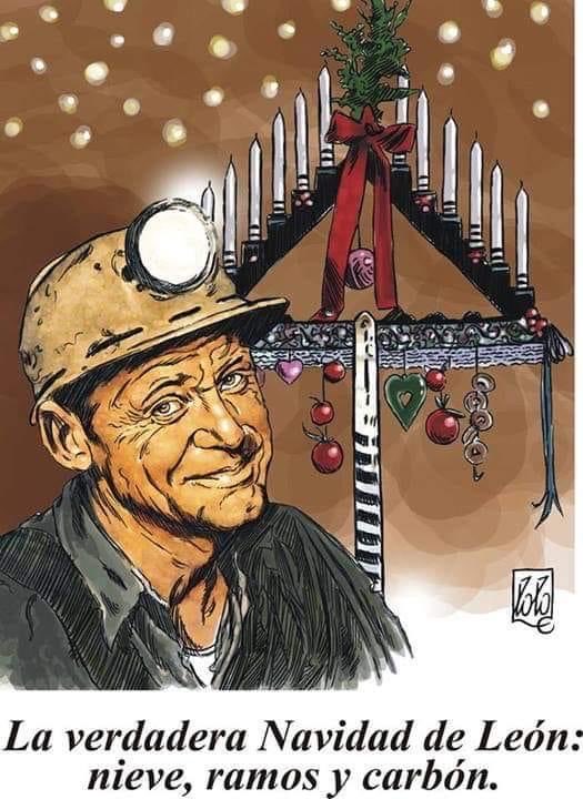 ValledeLaciana's tweet photo. La verdadera Navidad de León: nieve, ramos y carbón.                      Felices fiestas.                  In memoriam de ⁦@LoloDibujante⁩ https://t.co/2sN6VThvDf