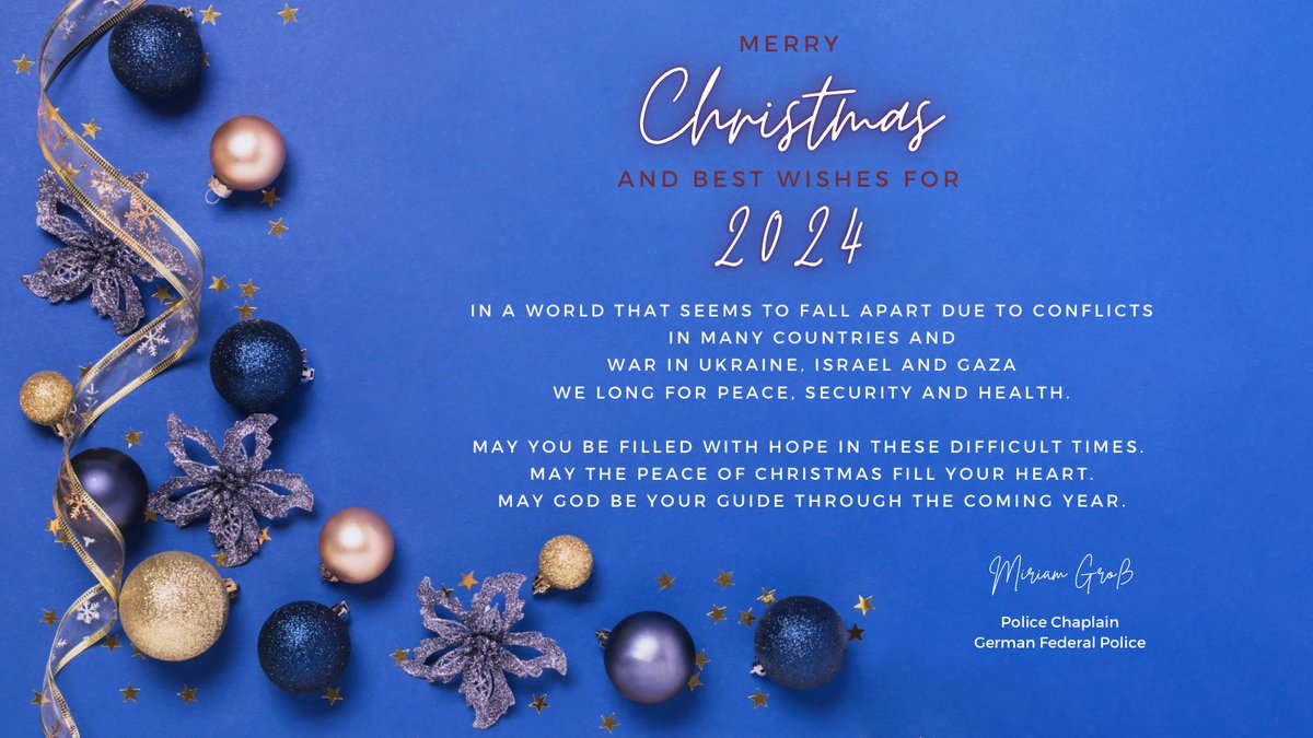 Mi_Gross's tweet photo. Wishing you a #merrychristmas and a #happynewyear ! Gesegnetes #Weihnachstfest und ein gutes neues Jahr! #waspfarrerinnensomachen #evangelisch #weihnachten #policechaplain #polizeiseelsorge #elkb #ekd https://t.co/5muu74lsP0