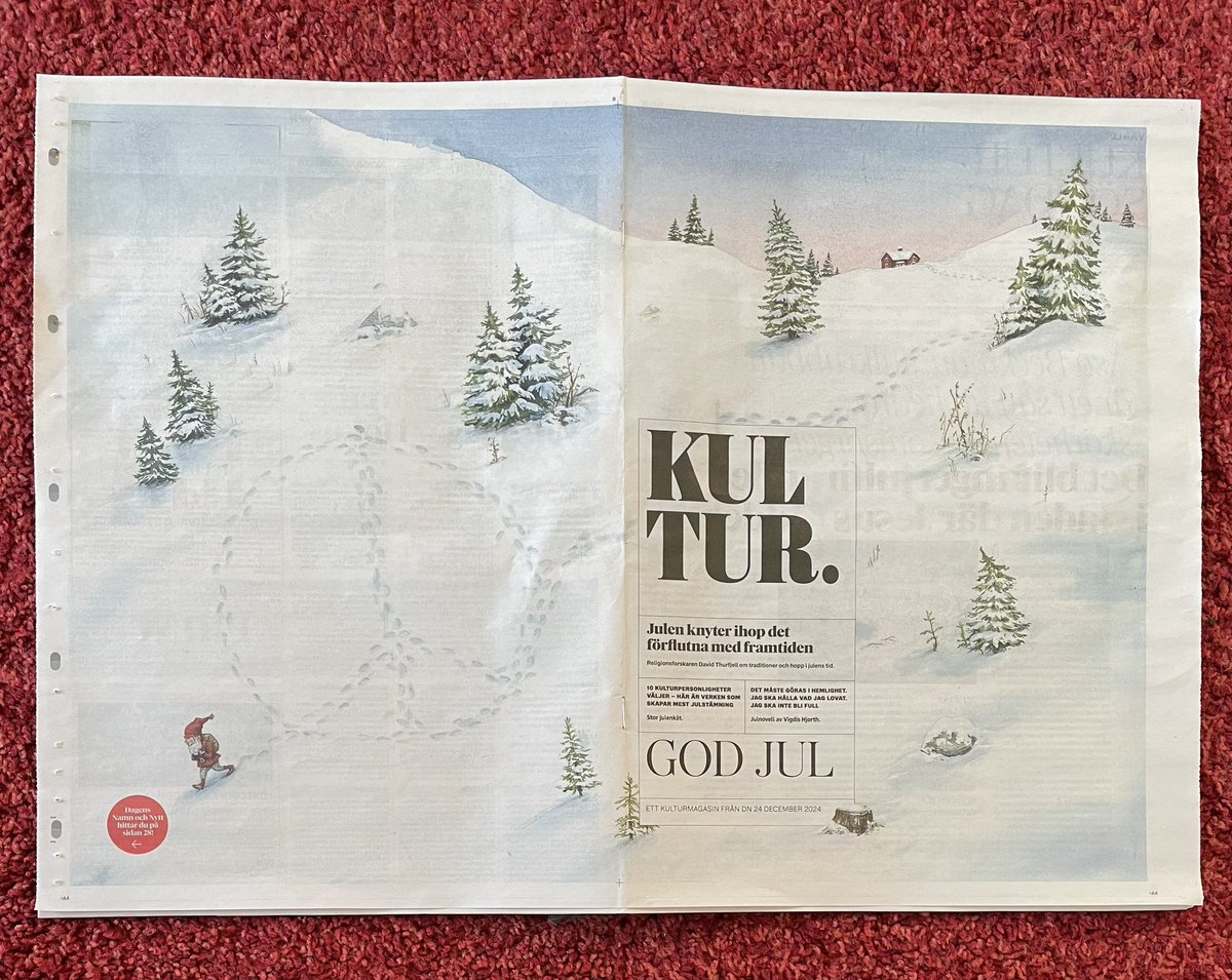 God jul med en klassisk wrap från @DNKultur – illustration av Marcus-Gunnar Pettersson❄️