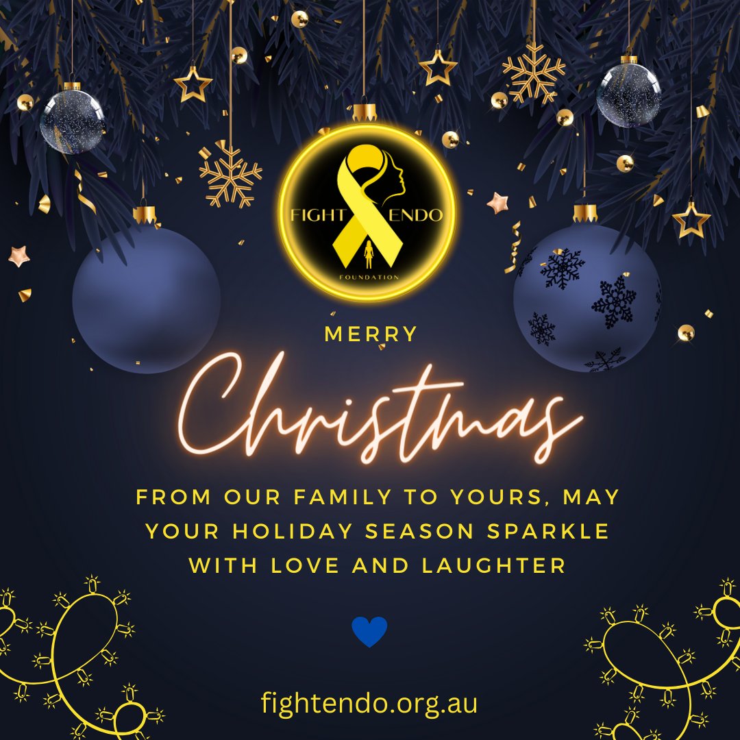 EndoFoundation1's tweet photo. May this Christmas bring you many reasons to smile. Share this wonderful time of year with those near and dear to your heart.

#australia #yellow #yellowribbon #debilitating #endo #womenshealth #WomensHealth #support #endosucks #adenomyosisaustralia #strongwomen #findacure https://t.co/KxNL793RB0