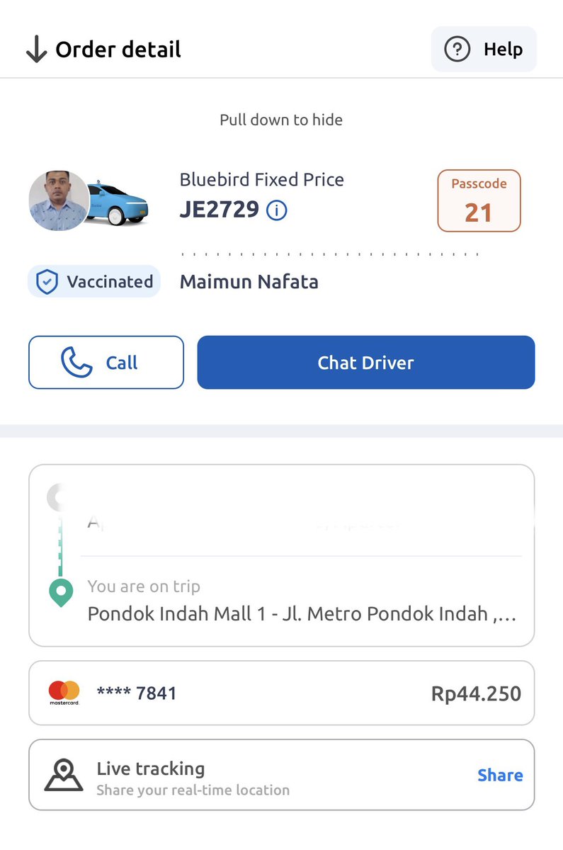 ror1sh's tweet photo. @Bluebirdgroup halo, di apps fixed price taxi 44.250 tp di argo 59.000. ada penjelasan kenapa ada perbedaan tarif? thanks https://t.co/lOogrD7036