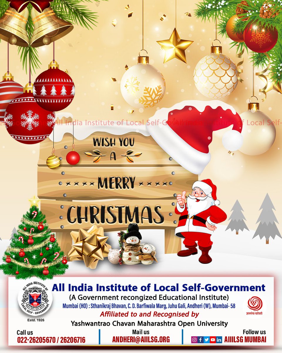 #MerryChristmas to everyone! 
May this festive season embrace you all with the joys of Success and Progress. 🎄🎅
#AIILSG #Mumbai