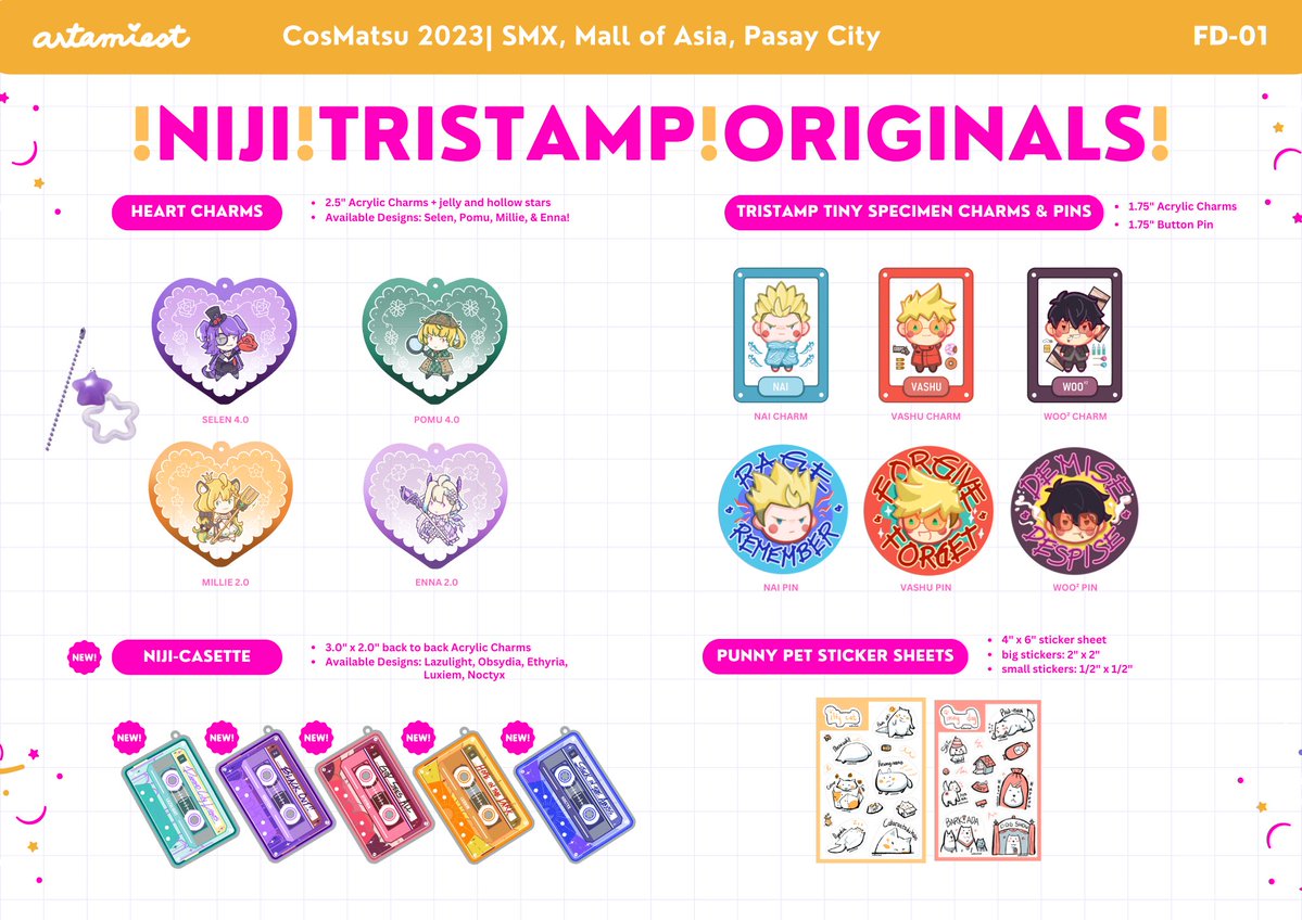 artamiest's tweet photo. [RT🙏] COSMATSURI 2023 Merch Catalog  1/2

✨HoloLive, HoloStars (Advent, Tempus, Armis &amp; more) 
✨Nijisanji (EN &amp; JP) 
✨ Tristamp
✨ Naruto &amp; Sasuke
✨ EXO🤍

🗓️ Dec 28 - Dec 30
📍 SMX, Mall of Asia
🎟️!
#cosplaymatsuri #fanfairatcosplaymatsuri2023 #cosplaymatsuri2023 https://t.co/Nxn89AjlE2