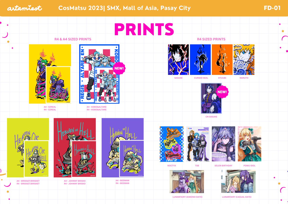 artamiest's tweet photo. [RT🙏] COSMATSURI 2023 Merch Catalog  1/2

✨HoloLive, HoloStars (Advent, Tempus, Armis &amp; more) 
✨Nijisanji (EN &amp; JP) 
✨ Tristamp
✨ Naruto &amp; Sasuke
✨ EXO🤍

🗓️ Dec 28 - Dec 30
📍 SMX, Mall of Asia
🎟️!
#cosplaymatsuri #fanfairatcosplaymatsuri2023 #cosplaymatsuri2023 https://t.co/Nxn89AjlE2