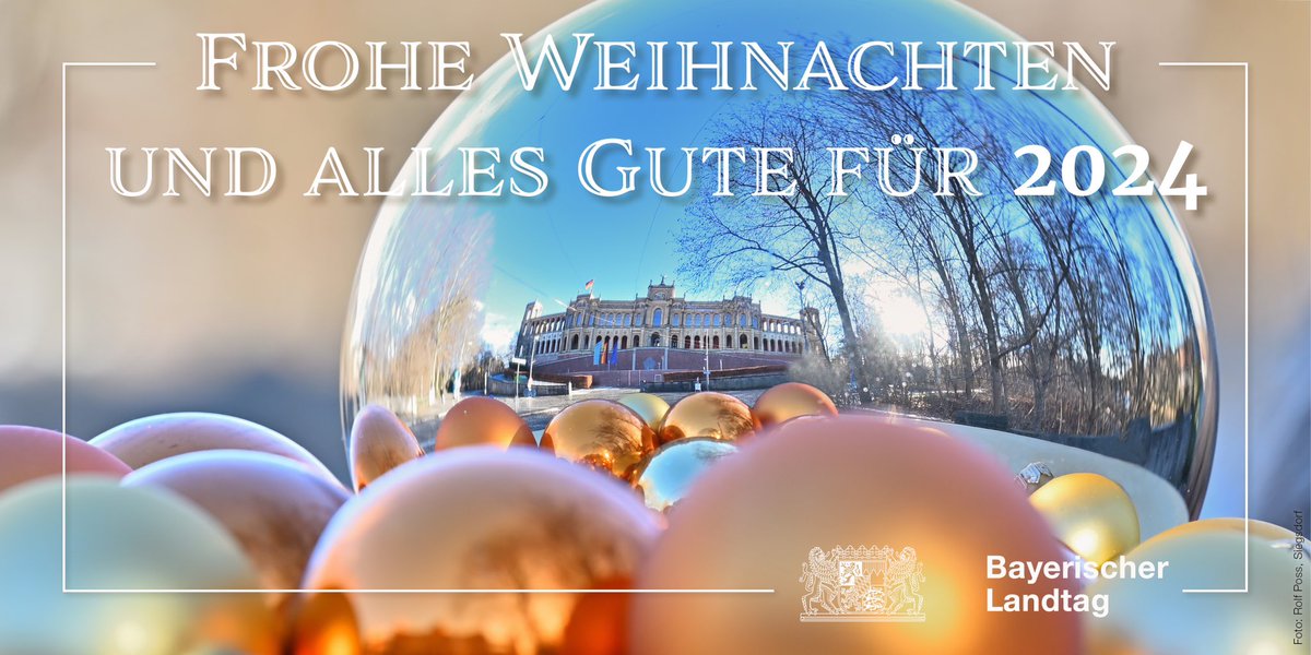 Landtagspräsidentin <a href="/IlseAigner/">Ilse Aigner</a>, das gesamte Präsidium #LTBY und natürlich auch wir vom Social Media Team wünschen allen ein schönes Weihnachtsfest, besinnliche Feiertage 🎄 und alles Gute für 2024! #FroheWeihnachten #allesGute