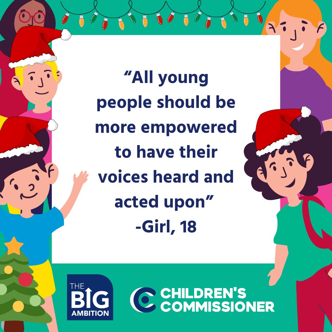 ChildrensComm's tweet photo. On the last day of Advent, I wanted to share what one young person told me about the importance of being empowered and having their voices heard by those in power. 

All children under 18 and their parents/carers can still have their say at:

https://t.co/ITwAjqsSTb https://t.co/tocFCAJg0G