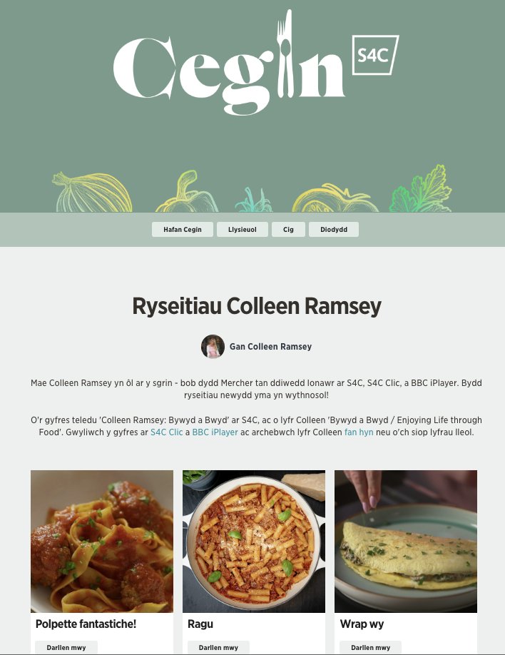 For today’s #SSiSundaySelection we share ‘Colleen Ramsey: Bywyd a Bwyd’ (Life and Food). Colleen shares her simple and tasty recipes with us. 

Series 2 kicked off with a #ChristmasSpecial which is now available on catch-up. 

s4c.cymru/cy/cegin-s4c/p…