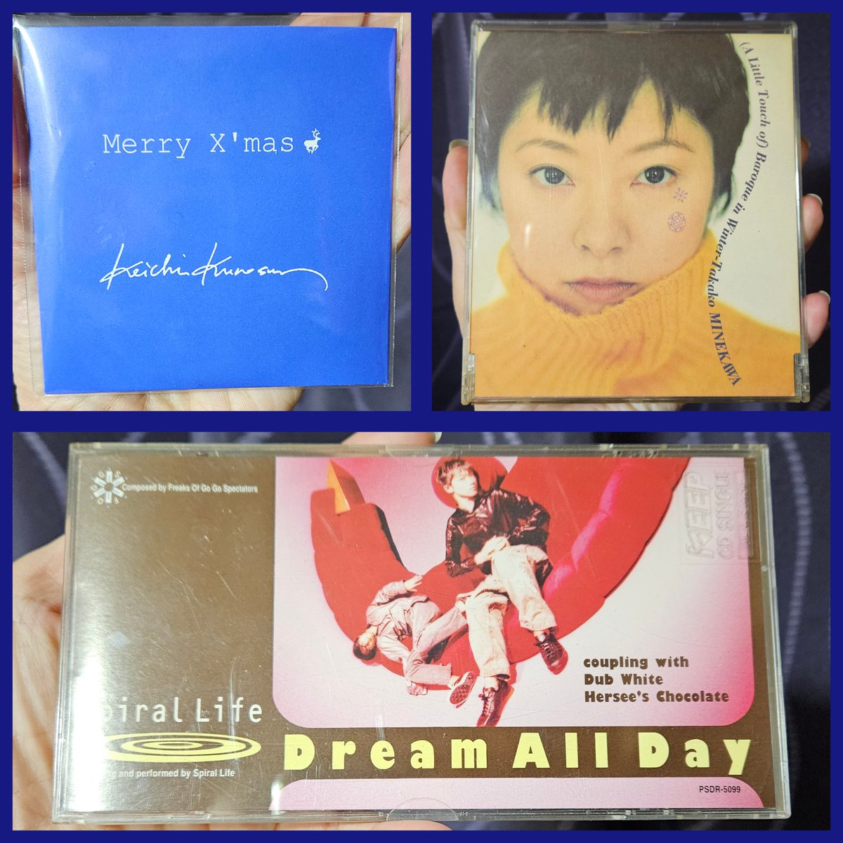 0811_maki_1108's tweet photo. 貴子ちゃんのCD探してる時に、もう1曲聴きたい曲が思い浮かんだのでシングルCDを入れてる箱もガサゴソと。
スパイラルライフのDream All DayとDub Whiteも聴こ~っと🎶
#黒沢健一
#DevotedToYou
#嶺川貴子
#ChristmasWish
#SpiralLife
#DreamAllDay
#DubWhite https://t.co/GhS6f0p0yY