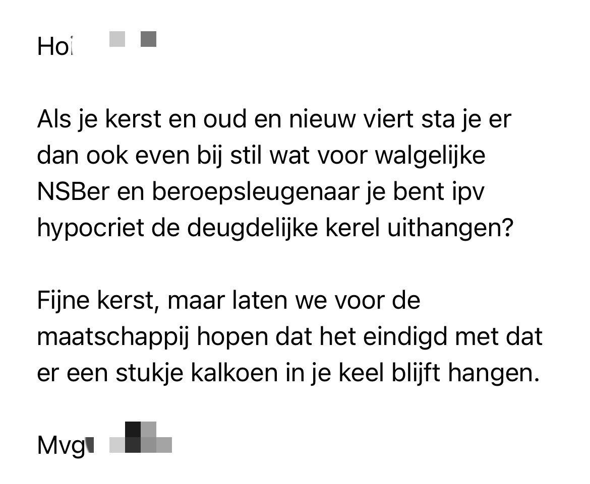 Fijn, die kerstwensen. Deze krijgt een collega in z’n mailbox. Kan er ook wel weer dubbel om liggen. 🤣 En tenminste niet anoniem! #fijnefeestdagen