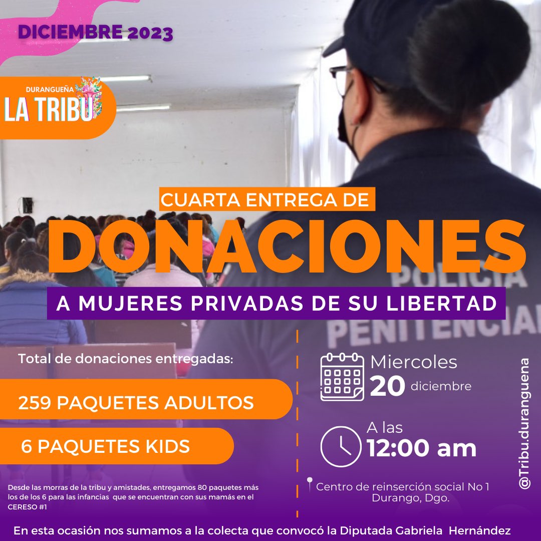femdurango's tweet photo. Cuarta entrega de apoyos, para mujeres privadas de su libertad. 

Mujeres resistiendo adentro y afuera. 

#TribuDurangueña https://t.co/wzgx3g9yLE