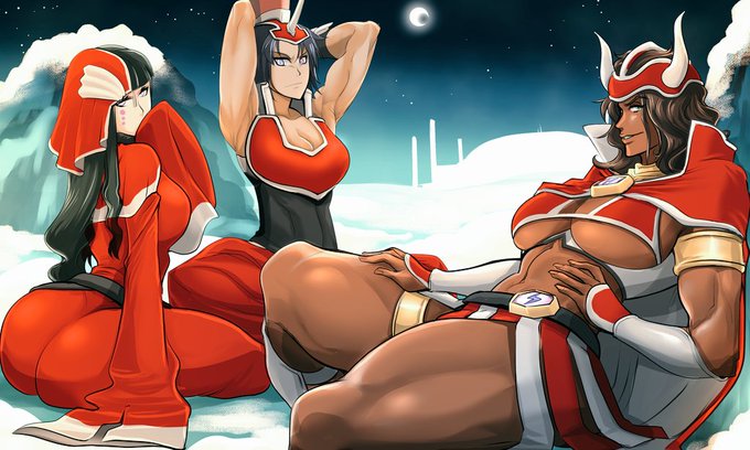 ベース白だから、それっぽく赤を足すだけでサンタっぽくなるサン獣神🐍🦁🦌 